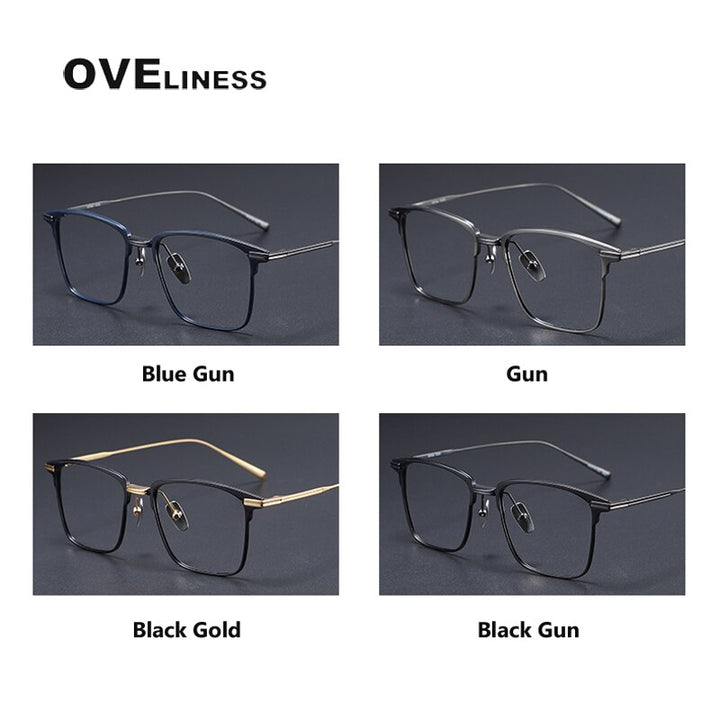 Oveliness Men's Full Rim Square Titanium Eyeglasses Flatiron25 Full Rim Oveliness