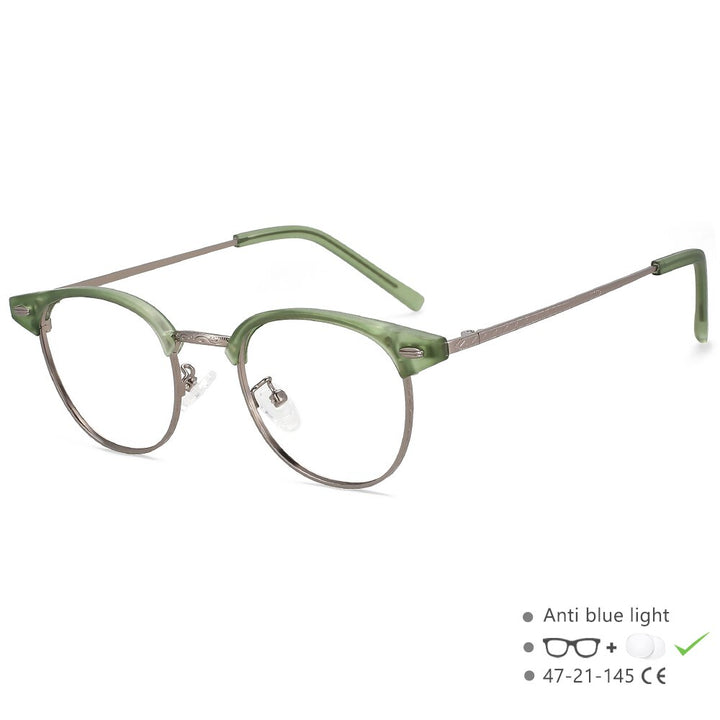CCspace Unisex Full Rim Round Square Alloy Eyeglasses 55866 Full Rim CCspace China GreenGun