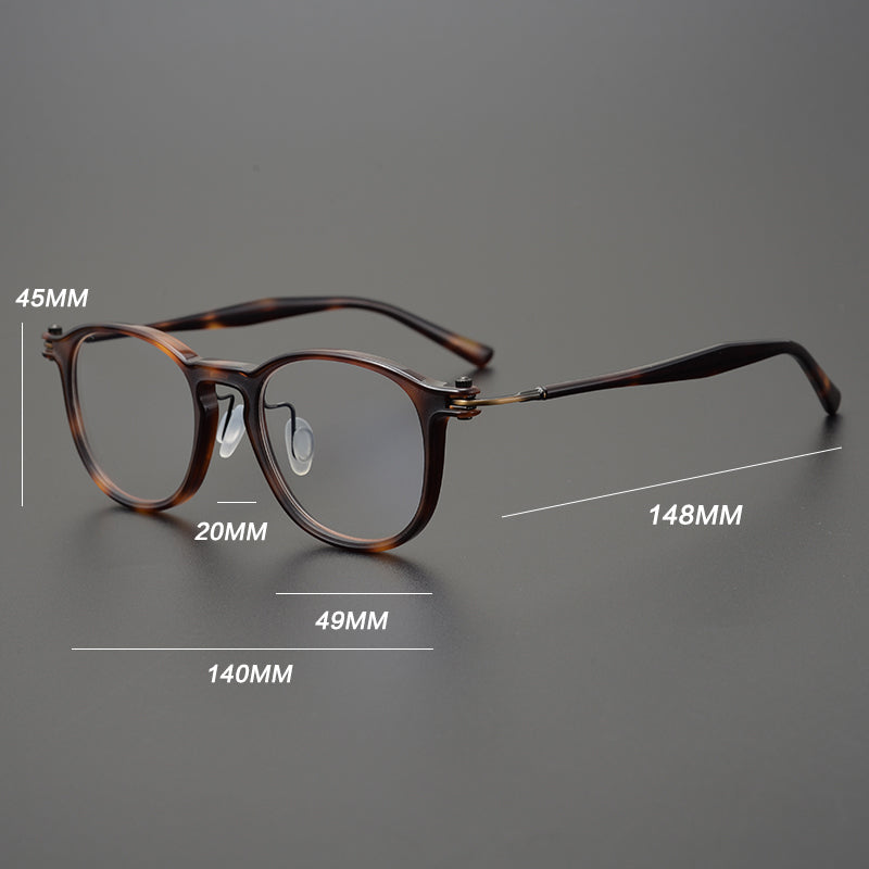 Gatenac Unisex Full Rim Round Acetate Titanium Eyeglasses Gxyj826 Full Rim Gatenac