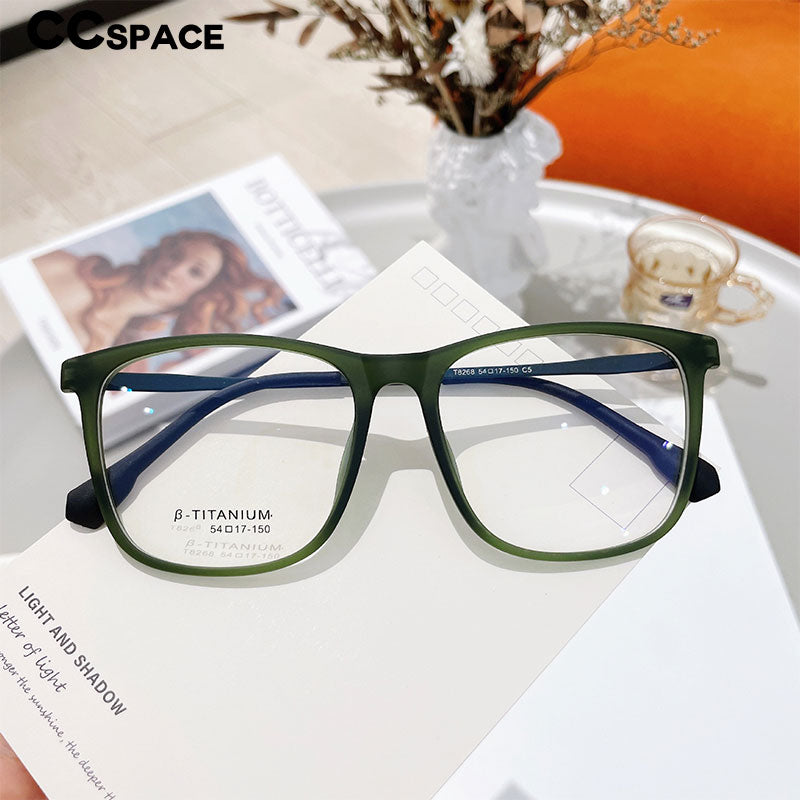 CCspace Unisex Full Rim Square Tr 90 Titanium Eyeglasses 55521 Full Rim CCspace