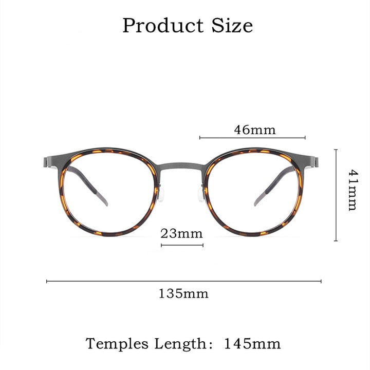 Gmei Unisex Full Rim Round Square Screwless Titanium 9704Jw Full Rim Gmei Optical