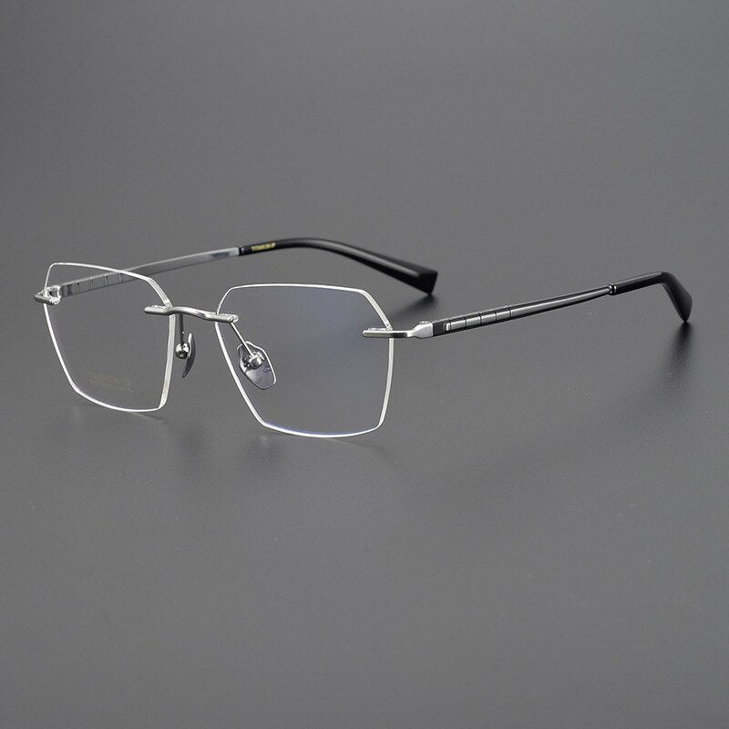 Bclear Unisex Rimless Square Titanium Eyeglasses Mys91101 Rimless Bclear Black silver