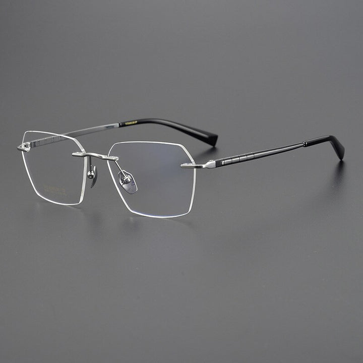 Bclear Unisex Rimless Square Titanium Eyeglasses Mys91101 Rimless Bclear Black silver