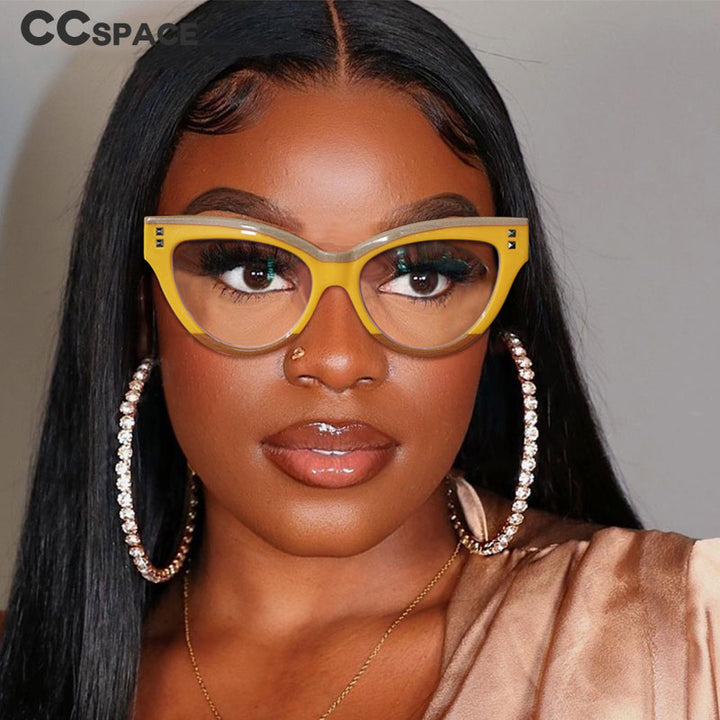 CCspace Women's Full Rim Big Cat Eye Acetate Eyeglasses S55337 Full Rim CCspace
