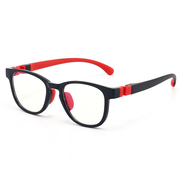 CCspace Unisex Youth Full Rim Square Tr 90 Silicone Eyeglasses 54677 Full Rim CCspace Black red China