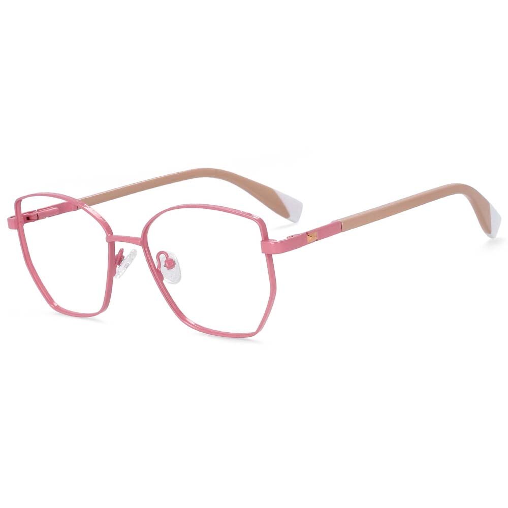 CCspace Women's Full Rim Square Cat Eye Alloy Frame Eyeglasses 54273 Full Rim CCspace China pink-tea