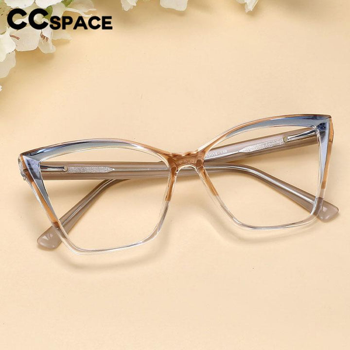 CCspace Unisex Full Rim Large Square Tr 90 Titanium Acetate Eyeglasses 56652 Full Rim CCspace