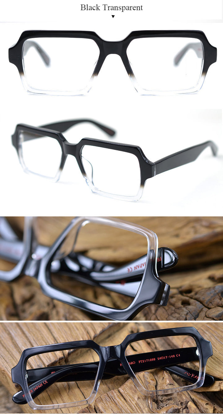 Hdcrafter Men's Full Rim Oversized Square Acetate Frame Eyeglasses Ft2171099 Full Rim Hdcrafter Eyeglasses