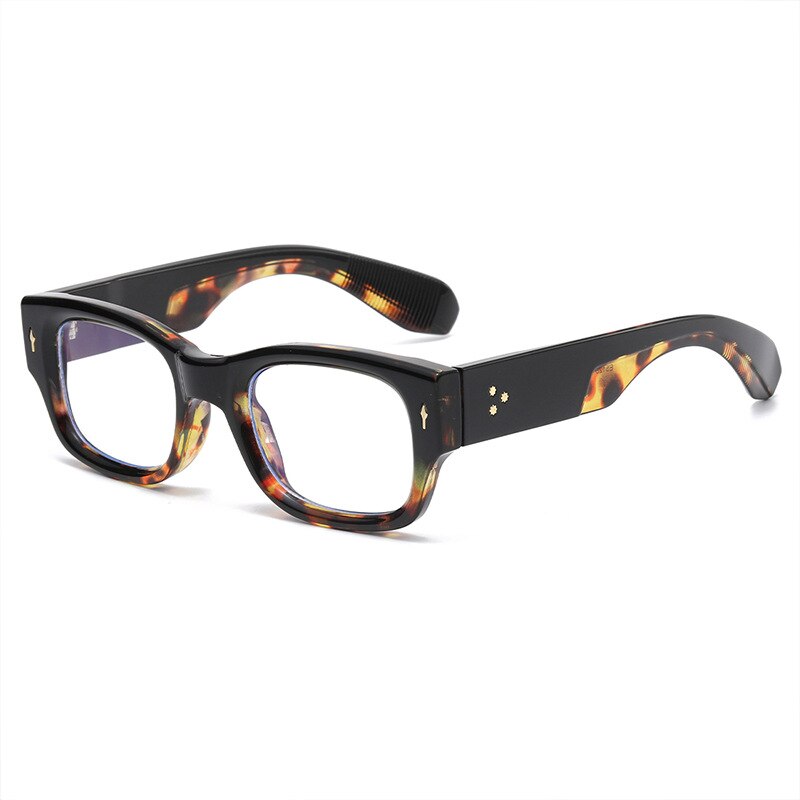 CCspace Unisex Full Rim Rectangle Acetate Eyeglasses 55548 Full Rim CCspace BlackLeopardC6 China