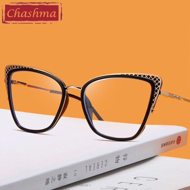 Chashma Women's Full Rim Cat Eye TR 90 Titanium Frame Eyeglasses 1525 Full Rim Chashma