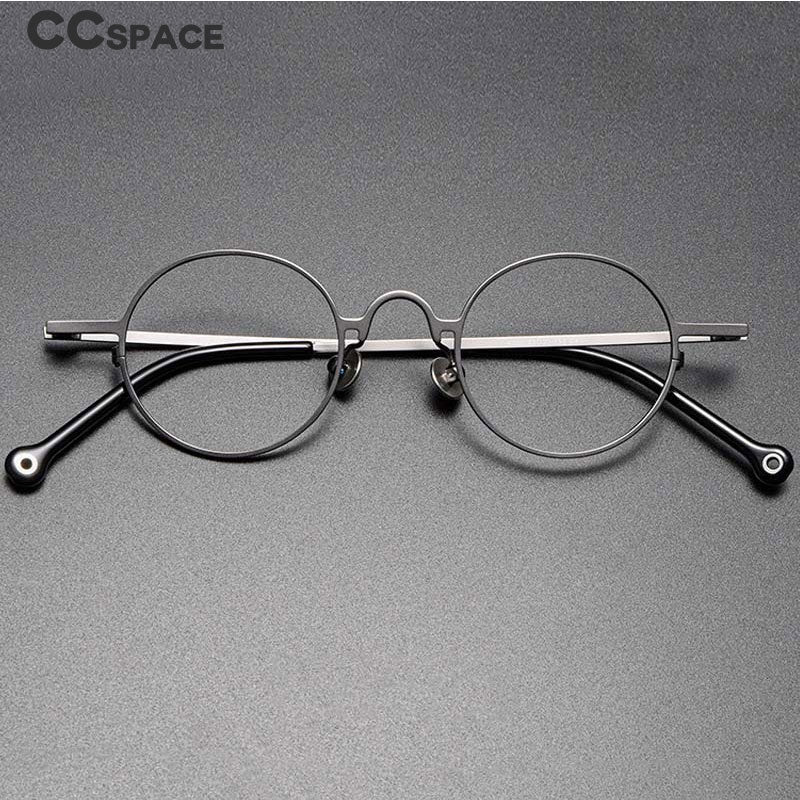CCspace Unisex Full Rim Round Titanium Alloy Eyeglasses 54909 Full Rim CCspace