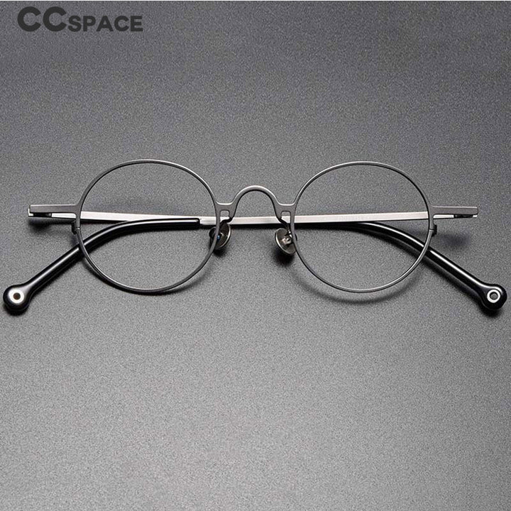 CCspace Unisex Full Rim Round Titanium Alloy Eyeglasses 54909 Full Rim CCspace