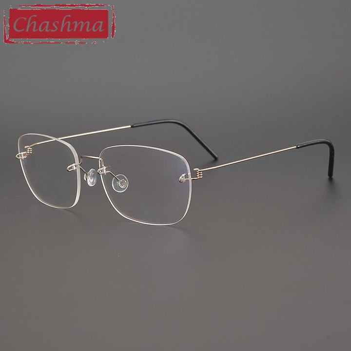 Chashma Ottica Unisex Rimless Square Titanium Alloy Screwless Frame Eyeglasses 100 Rimless Chashma Ottica Gold