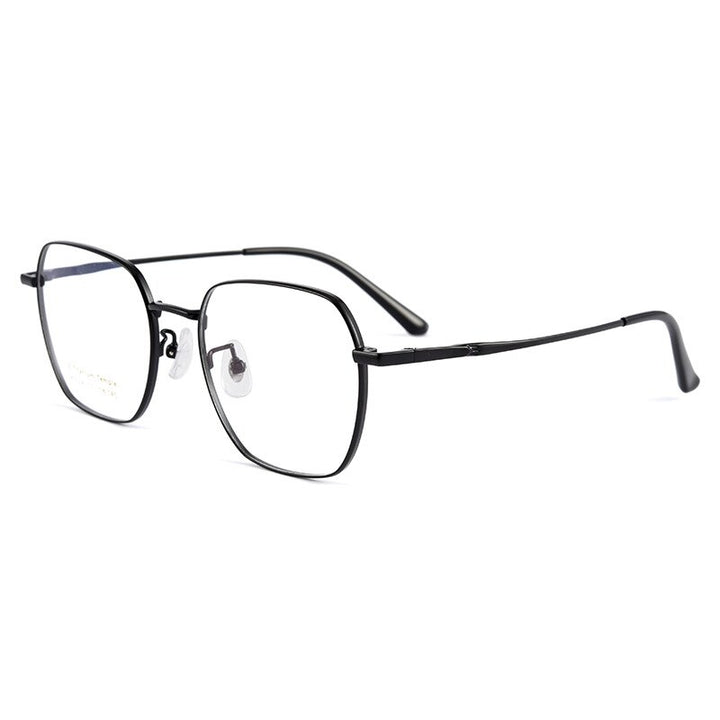 Handoer Men's Full Rim Irregular Square Titanium Eyeglasses K5058bsf Full Rim Handoer black  