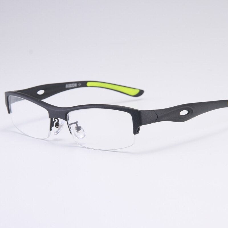Bclear Men's Semi Rim Rectangle Tr 90 Sport Eyeglasses My1077 Semi Rim Bclear Black green
