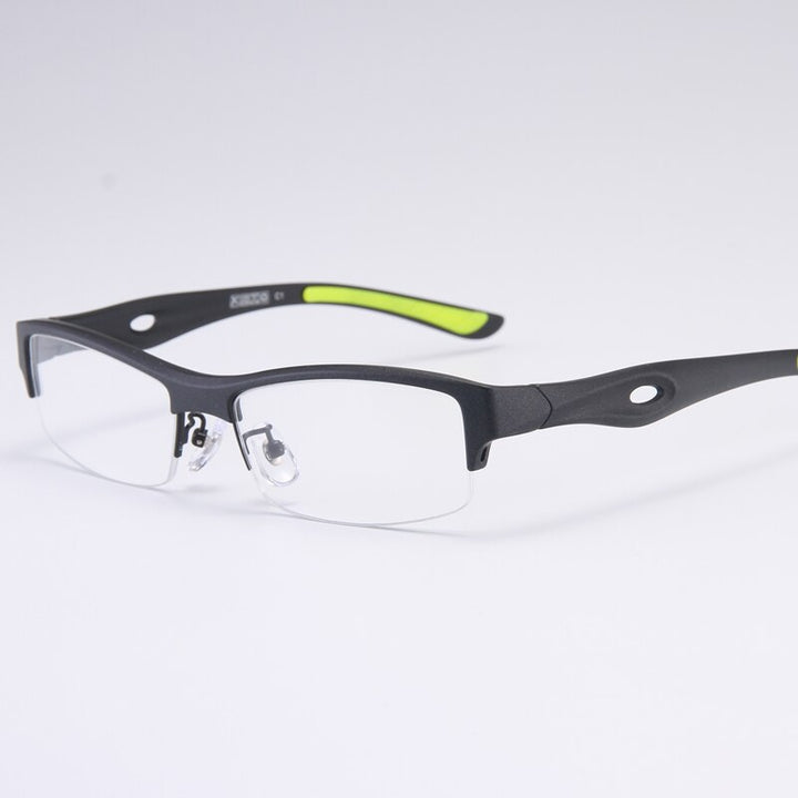 Bclear Men's Semi Rim Rectangle Tr 90 Sport Eyeglasses My1077 Semi Rim Bclear Black green