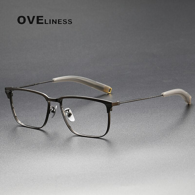 Oveliness Unisex Full Rim Square Acetate Titanium Eyeglasses Lsa104 Full Rim Oveliness