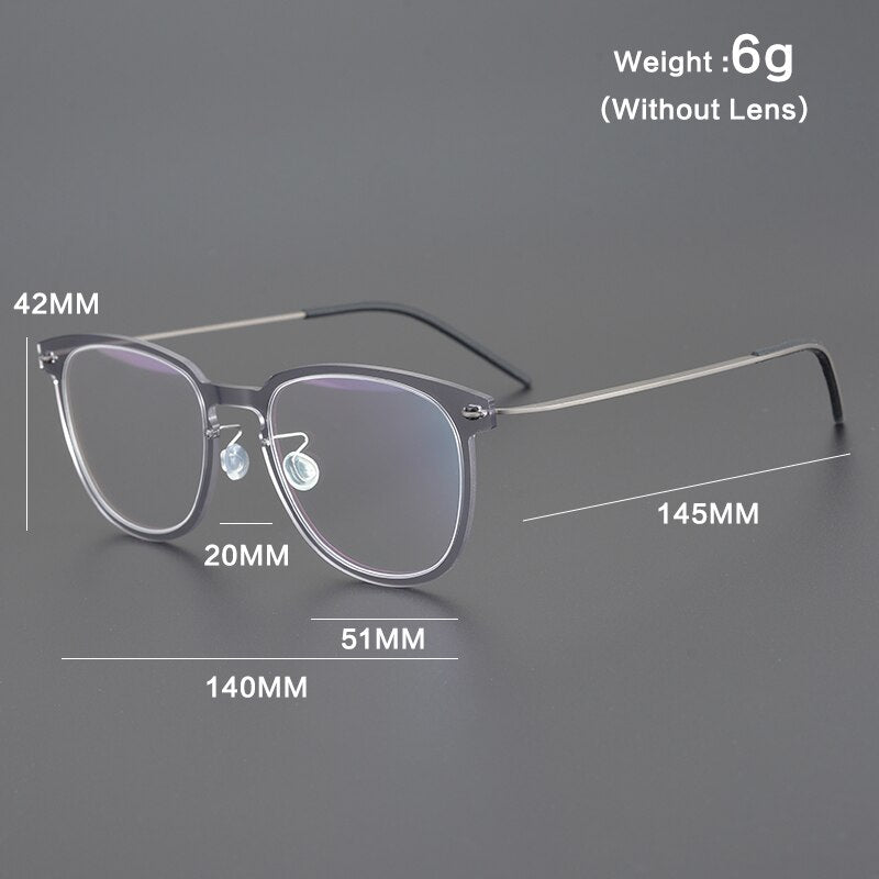 Gatenac Unisex Full Rim Round Square Screwless Titanium Eyeglasses Gxyj956 Full Rim Gatenac