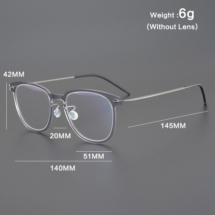 Gatenac Unisex Full Rim Round Square Screwless Titanium Eyeglasses Gxyj956 Full Rim Gatenac