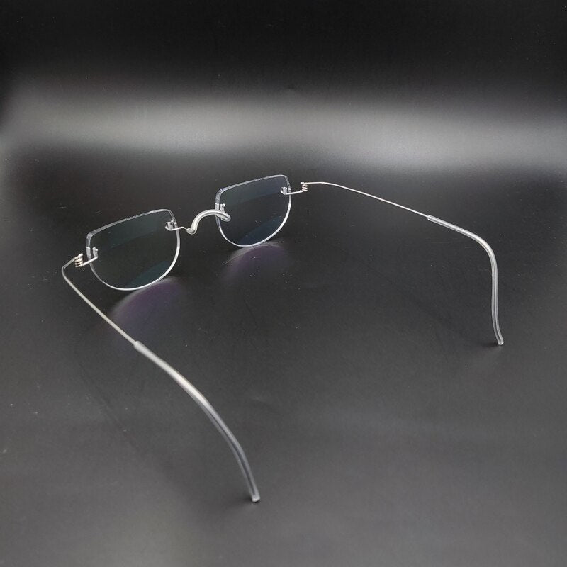 Yujo Unisex Semi Rim Round Stainless Steel Eyeglasses Y085 Semi Rim Yujo