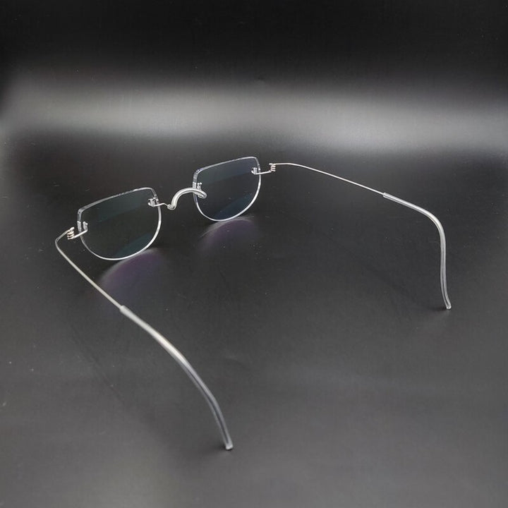 Yujo Unisex Semi Rim Round Stainless Steel Eyeglasses Y085 Semi Rim Yujo
