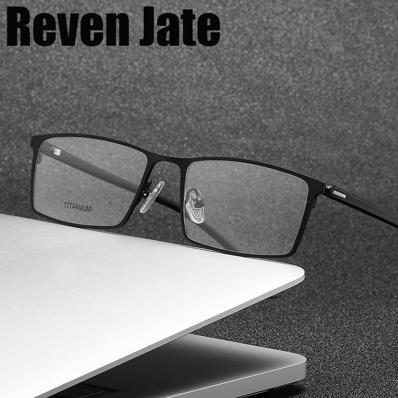 Reven Jate Unisex Full Rim Square Titanium Eyeglasses P9850 Full Rim Reven Jate