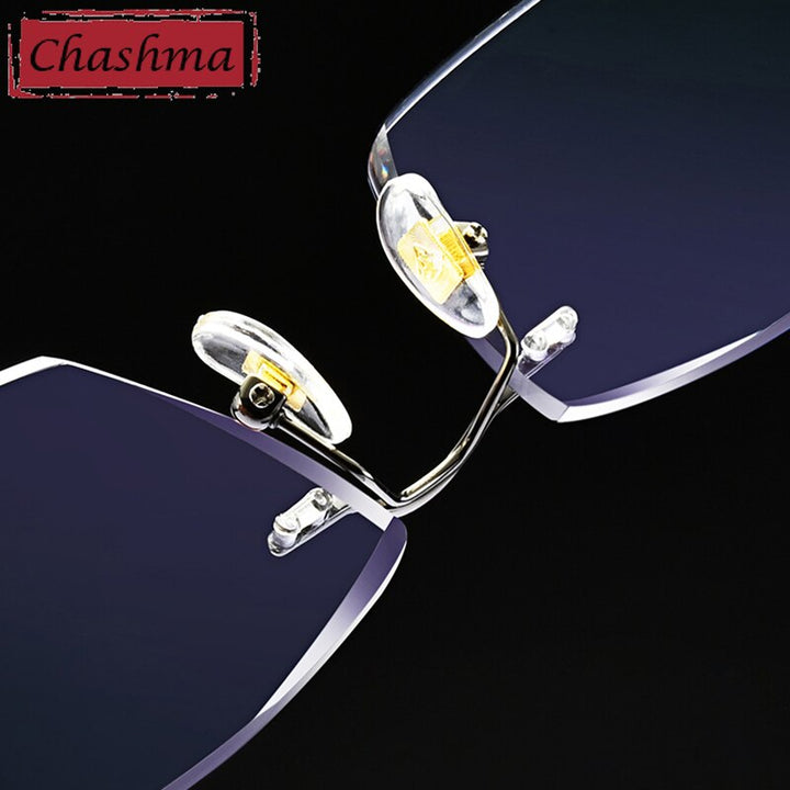 Chashma Ottica Men's Rimless Square Titanium Eyeglasses Tinted Lenses 10096 Rimless Chashma Ottica