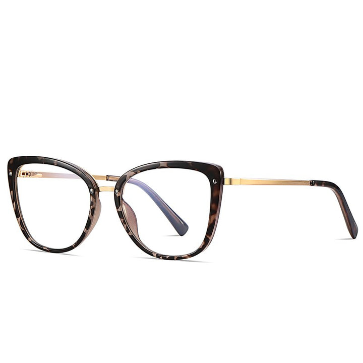 Gmei Women's Full Rim TR 90 Metal Cat Eye Frame Eyeglasses 2076 Full Rim Gmei Optical C3 Tortoiseshell