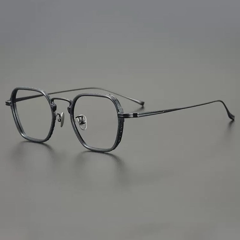 Gatenac Unisex Full Rim Polygon Square Titanium Eyeglasses Gxyj889 Full Rim Gatenac