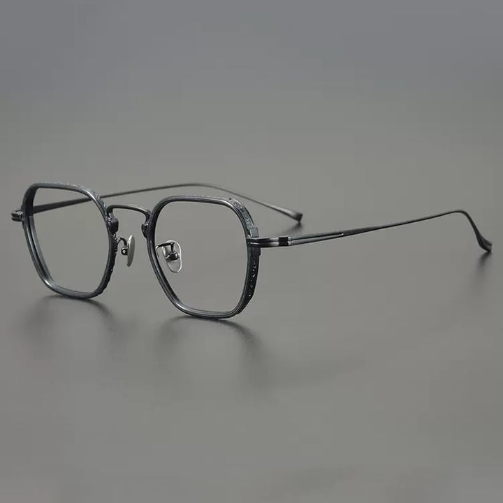 Gatenac Unisex Full Rim Polygon Square Titanium Eyeglasses Gxyj889 Full Rim Gatenac