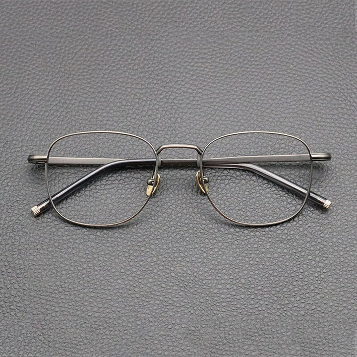 Gatenac Unisex Full Rim Square Titanium Eyeglasses Gxyj840 Full Rim Gatenac Gun