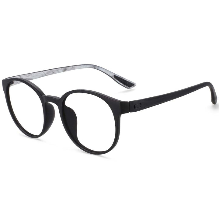 CCspace Unisex Full Rim Round Tr 90 Titanium Frame Eyeglasses 54168 Full Rim CCspace Black white