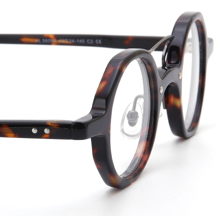 Muzz Men's Full Rim Round Double Bridge Acetate Frame Eyeglasses W3109V Full Rim Muzz