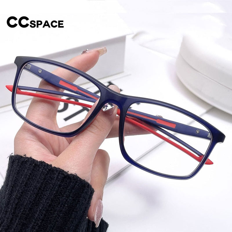 CCspace Unisex Full Rim Square Tr 90 Titanium Sport Eyeglasses 55473 Full Rim CCspace
