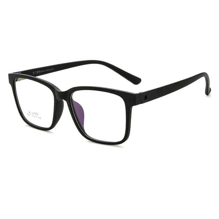 Yimaruili Unisex Full Rim Large Square Screwless Tr 90 Eyeglasses Full Rim Yimaruili Eyeglasses Matte Black