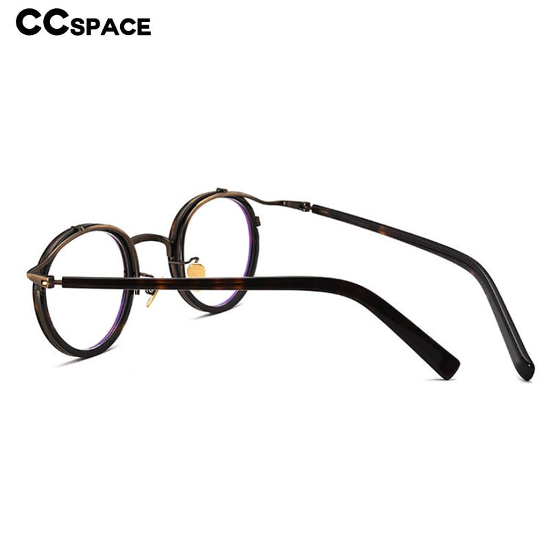 CCspace Unisex Full Rim Round Acetate Titanium Punk Frame Eyeglasses 54243 Full Rim CCspace