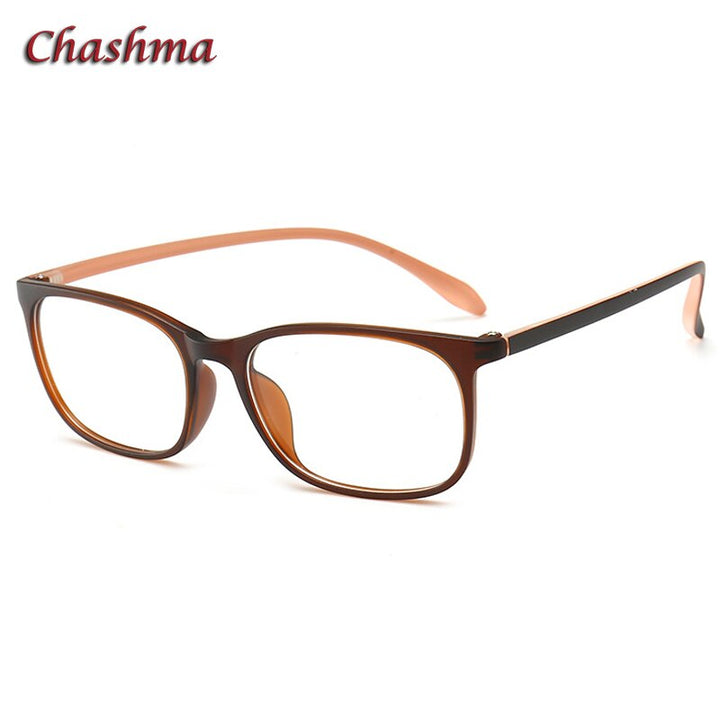 Chashma Ochki Unisex Full Rim Round Square Tr 90 Titanium Eyeglasses 6056 Full Rim Chashma Ochki Brown