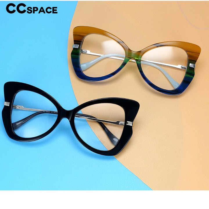 CCspace Women's Full Rim Oversized Acetate Alloy Butterfly Frame Eyeglasses 54326 Full Rim CCspace
