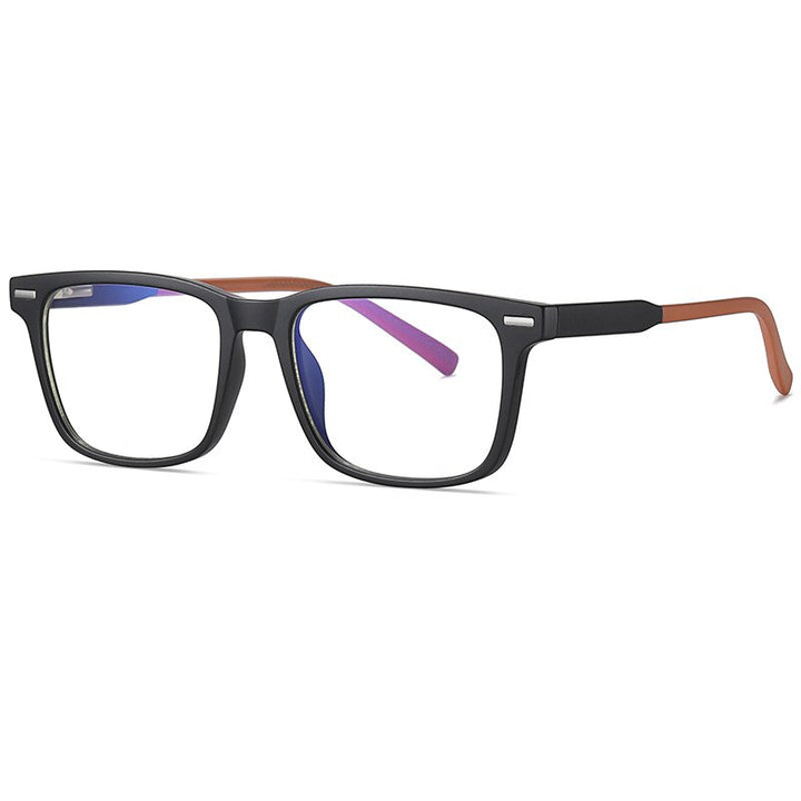 CCspace Unisex Full Rim Square Tr 90 Titanium Eyeglasses 55256 Full Rim CCspace MatteBlack CHINA