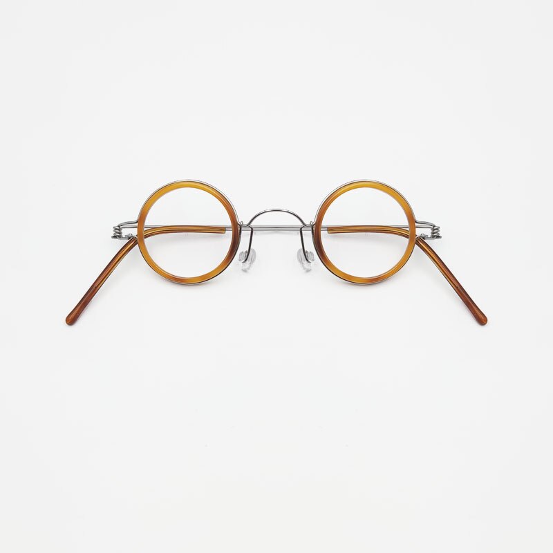 Yujo Unisex Full Rim Round Acetate Stainless Steel 32mm Eyeglasses Y060 Full Rim Yujo C1 China