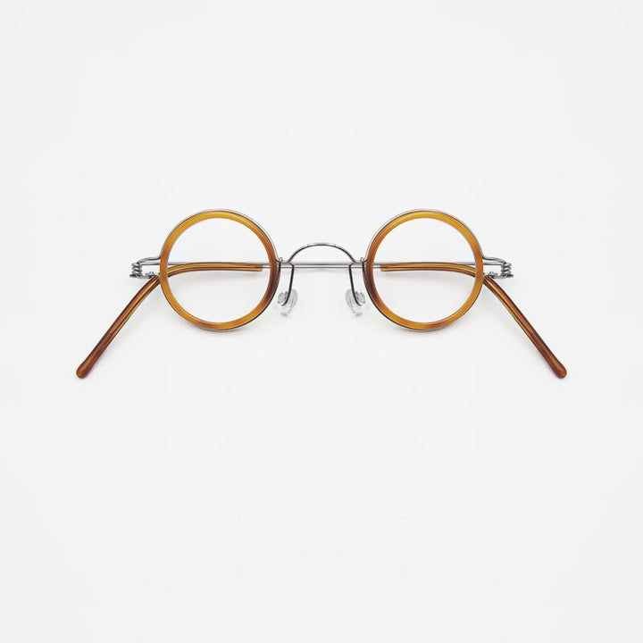 Yujo Unisex Full Rim Round Acetate Stainless Steel 32mm Eyeglasses Y060 Full Rim Yujo C1 China