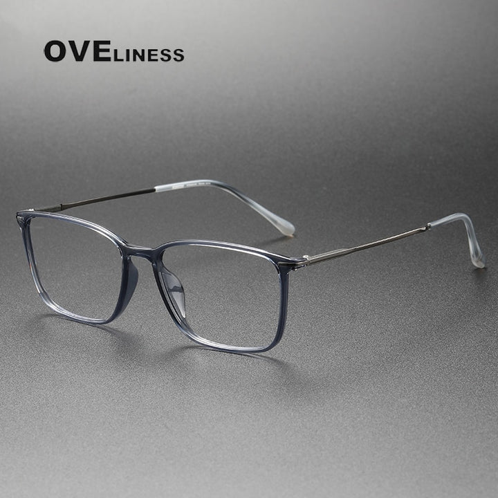 Oveliness Unisex Full Rim Square Acetate Titanium Eyeglasses 8636 Full Rim Oveliness grey blue