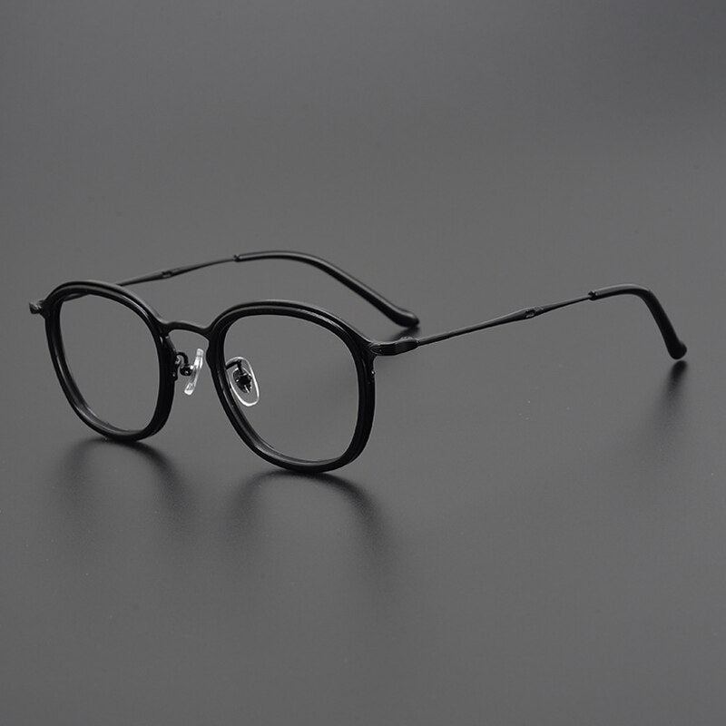 Gatenac Unisex Full Rim Round Square Titanium Eyeglasses Gxyj964 Full Rim Gatenac Black