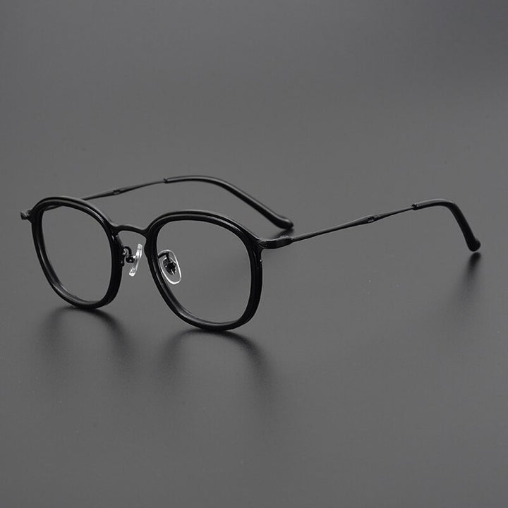 Gatenac Unisex Full Rim Round Square Titanium Eyeglasses Gxyj964 Full Rim Gatenac Black