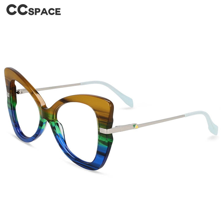 CCspace Women's Full Rim Oversized Acetate Alloy Butterfly Frame Eyeglasses 54326 Full Rim CCspace