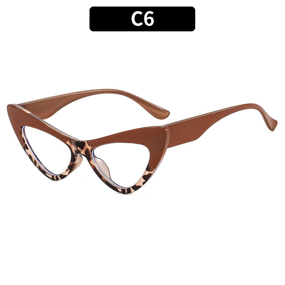 CCspace Women's Full Rim Oversized Cat Eye Acetate Eyeglasses 53299 Full Rim CCspace China KhakiLeopard