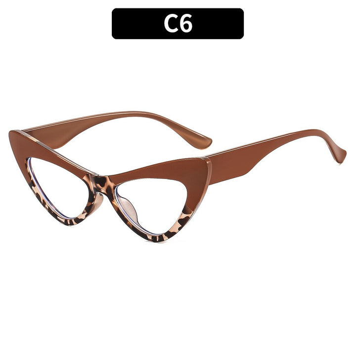 CCspace Women's Full Rim Oversized Cat Eye Acetate Eyeglasses 53299 Full Rim CCspace China KhakiLeopard