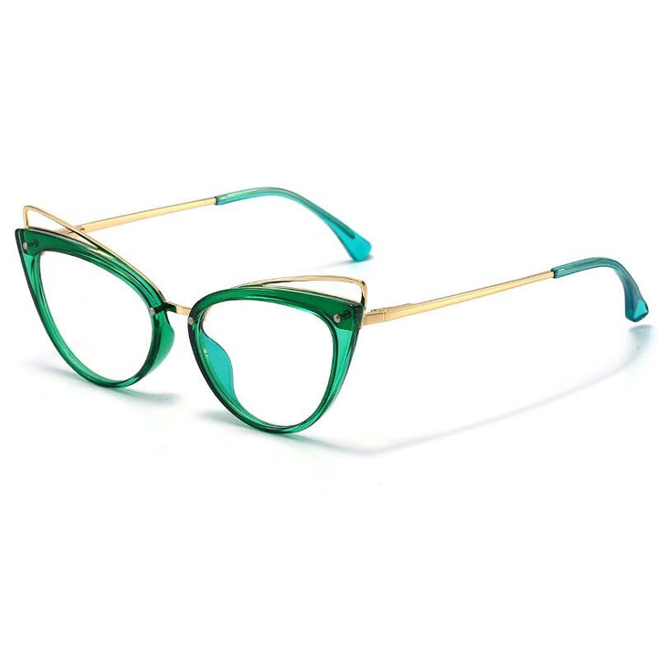 CCspace Women's Full Rim Cat Eye Acetate Alloy Eyeglasses 55060 Full Rim CCspace Green China