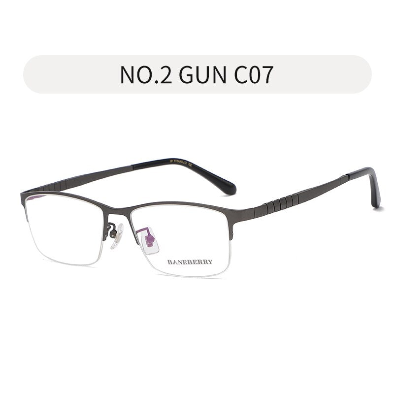 Reven Jate Unisex Semi Rim Square Titanium Frame Eyeglasses 71109 Semi Rim Reven Jate grey