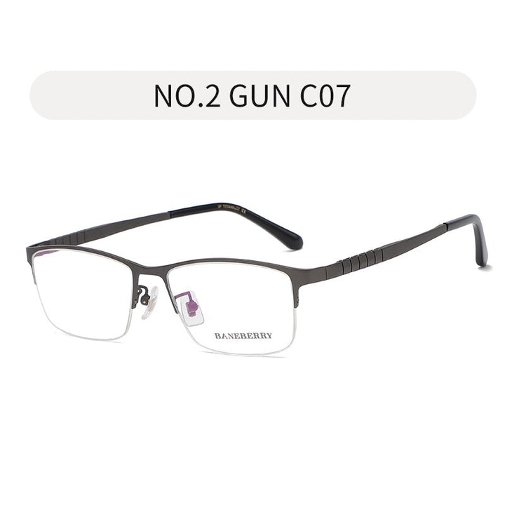 Reven Jate Unisex Semi Rim Square Titanium Frame Eyeglasses 71109 Semi Rim Reven Jate grey